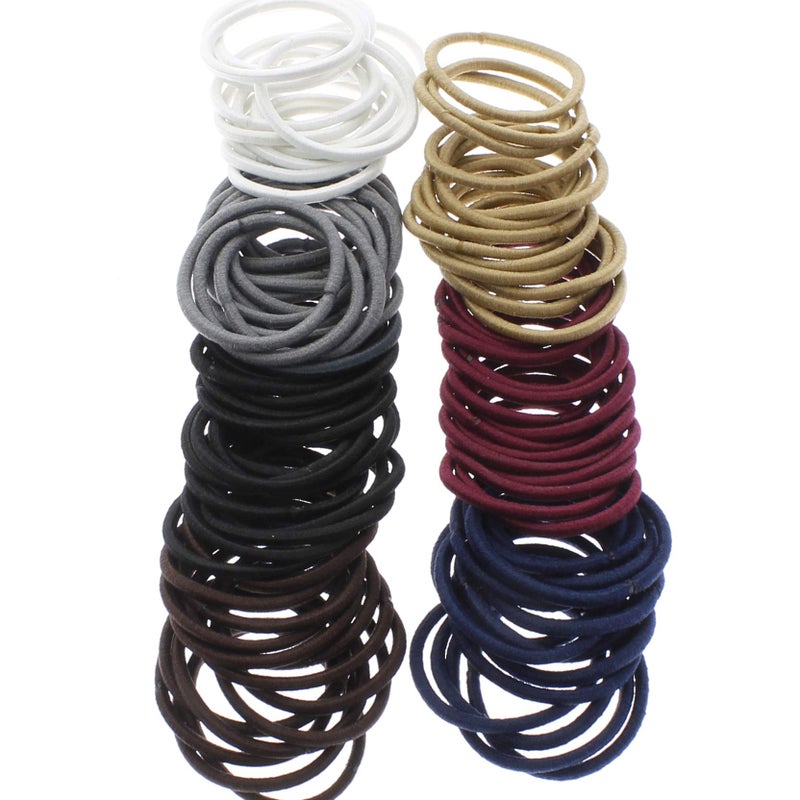 My Lello Small Hair Elastics Ponytail Holders No Damage No Metal - 100 Pack Neutral Variety - Image 1
